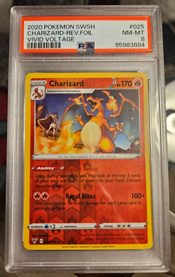 2020 POKEMON VIVID VOLTAGE REVERSE FOIL 025/185 PSA 8 CHARIZARD