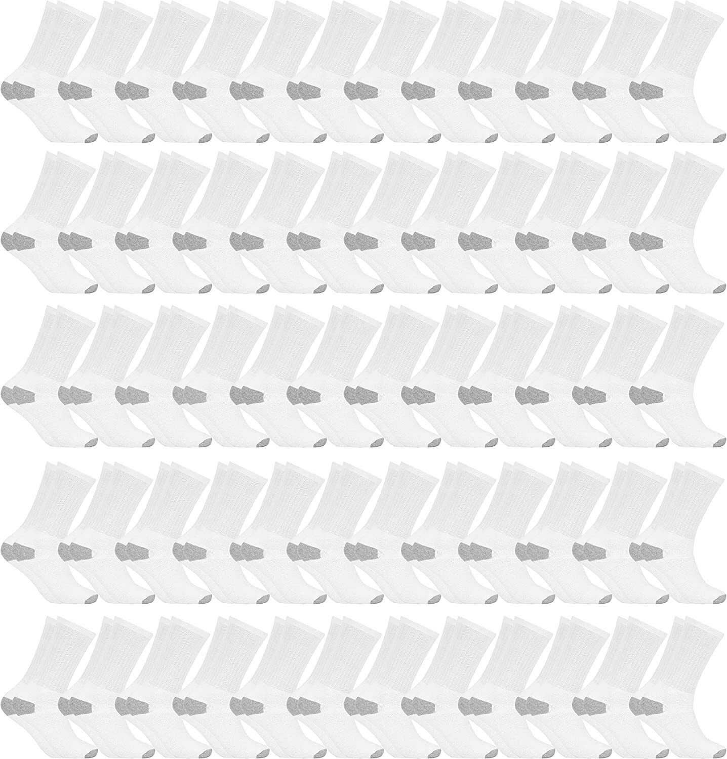 60 pares de calcetines unisex ligeros de algodón crew a granel, donación barata para personas sin hogar