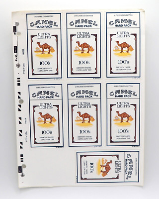 Rare 1990 CAMEL Ultra-Light Hard Pack 100's Decals 4.25'' x 2.25''