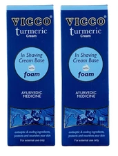 VICCO Turmeric Shaving Skin Cream Base with Foam Pack of 2 Antiseptic & cooling