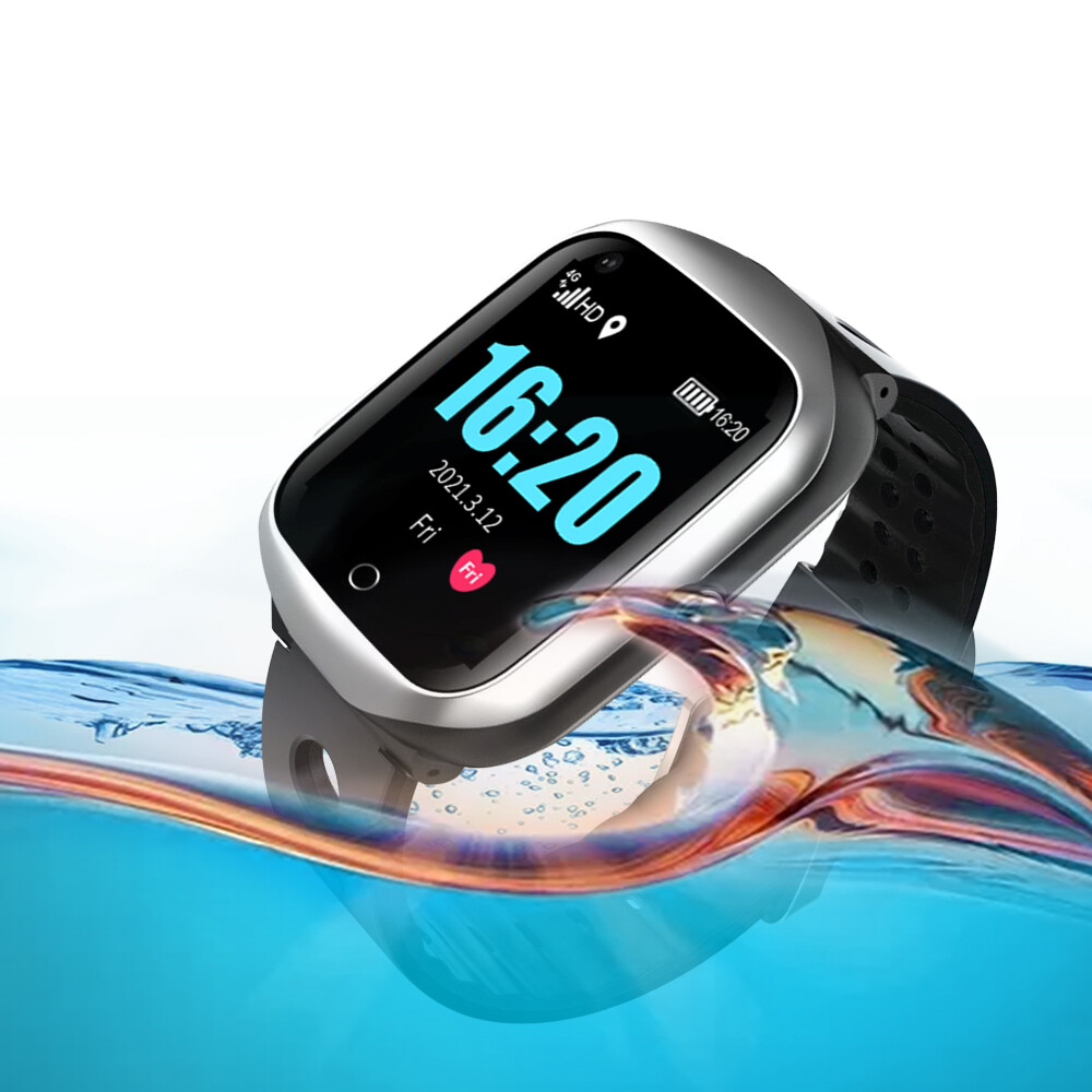 Montre bracelet GPS 4G FA66 Argent pour sécuriser les seniors sujets aux chutes