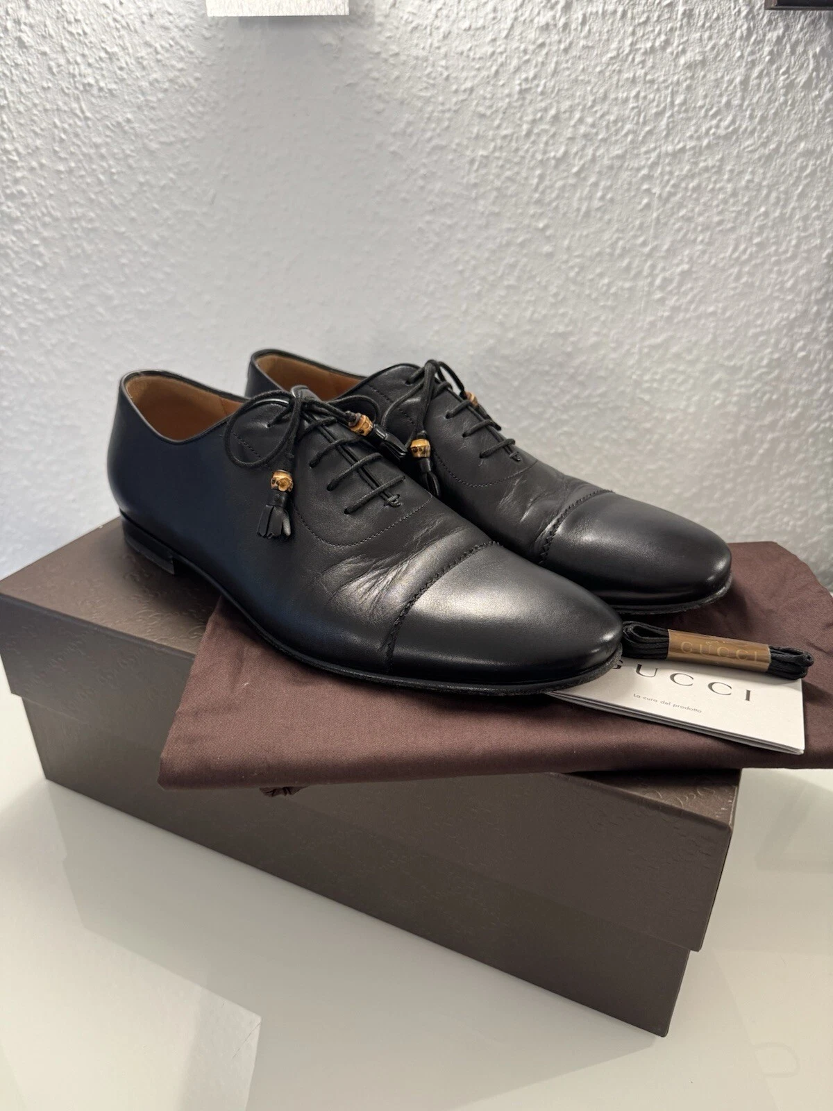 Chaussures à lacets originales Gucci bambou 9,5 43,5 noir