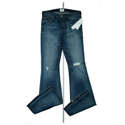 HUDSON USA Stretch Schlag Flare Jeans Hose W30 L36 long used look destroyed Blau
