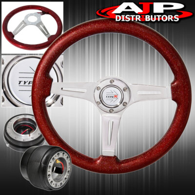 Hub For 90-93 Integra + Slim Quick Release + Metallic Red Type-R Steering Wheel