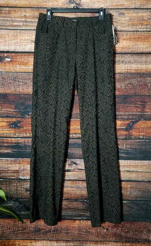 Etcetera Pants Size 8 Geometrics Zip Fly Black Bronze High Rise Dress Womens