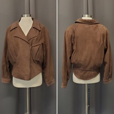 Vintage 90s y2k Adventure Bound Aviator Bomber Brown Nubuck Suede Leather Jacket