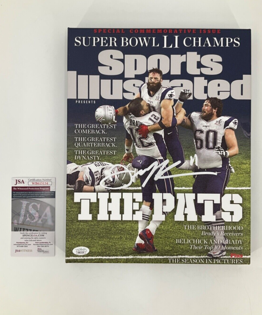 Julian Edelman Autographed Signed New England Patriots 11X14 CANVAS JSA WITNESS COA 