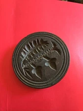 Antique Primitive Wooden Carved Butter Stamp Mold Acorn Oak Leaf Butter Press
