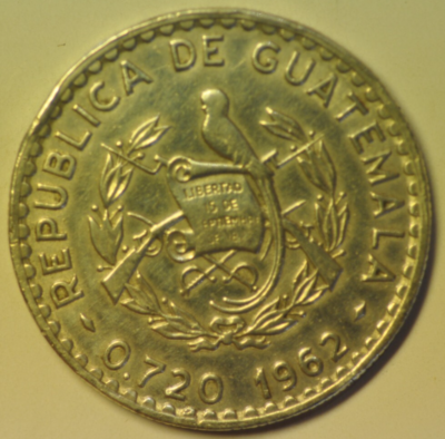 mw25945 Guatemala Silver 50 Centavos 1962 Whitenun Orchid KM#264