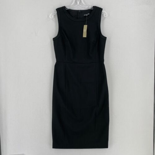 NWT J Crew Four Season Stretch Crepe Sheath Dress Size 6 Black Sleeveless 2024