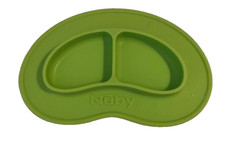 Nuby Sure Grip Silicone Miracle Mat Two Section Plate, Green, Baby Toddler