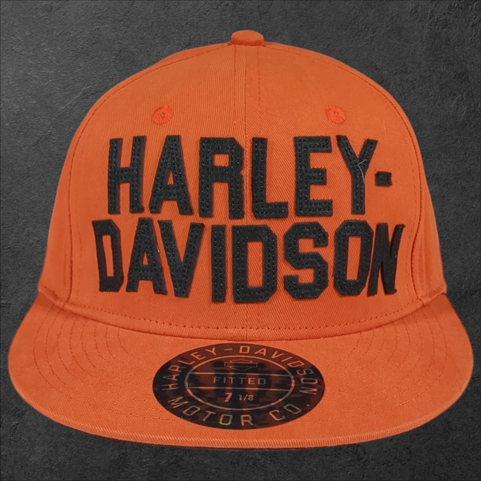 HARLEY-DAVIDSON Block Letter Fitted Hat Orange Men’s Size 7 1/8 99411-22VM