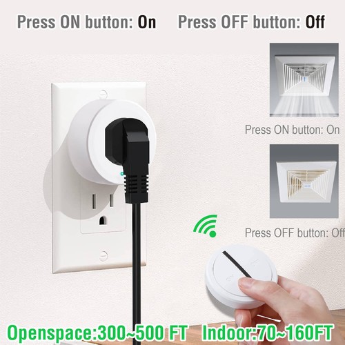 Wireless Plug in Outlet Adapter Remote Control 500ft Long Range IP66 Waterproof - Picture 3 of 12