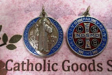 SAN BENITO Medalla / SAINT Benedict Cross Silver Tone/Enamel  - Made in Italy