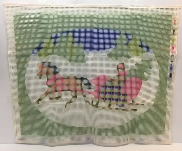 BERNAT Sleigh Ride Horse Latch Hook rug Kit wall hanging Christmas 26”x34” 1979 eBay