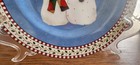 Snowman Salad Plates (pair) 7 1/2" Sakura Debbie Mumm Stoneware White Blue Red ! — photo 5