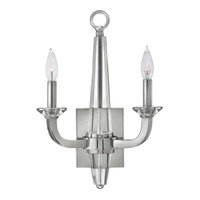 Wandleuchte Wandlampe Flurlampe Nickel Stahl Kristalle 2-Flammig B 30,5 Cm