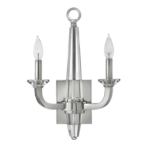 Wandleuchte Wandlampe Flurlampe Nickel Stahl Kristalle 2-Flammig B 30,5 Cm-image