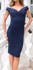 Sistaglam Navy Lace Bardot Midi Dress Size 10 BNWT