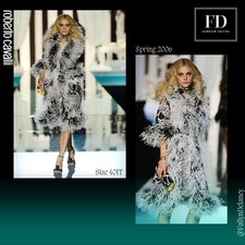 Roberto Cavalli Runway/editorial Sheer Feather Coat Spring/summer 2006 Sz 40it