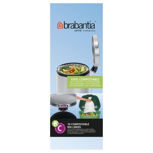 Brabantia Bin Liners, 100 Compostable Size C, 1012 Litres, 10 Bags