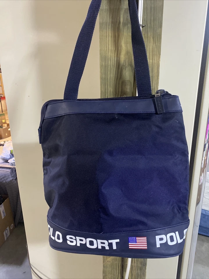 Bolso Deportivo Polo Ralph Lauren Vintage Mensajero Bandolera Azul Marino Hombro Foto 4 de 4