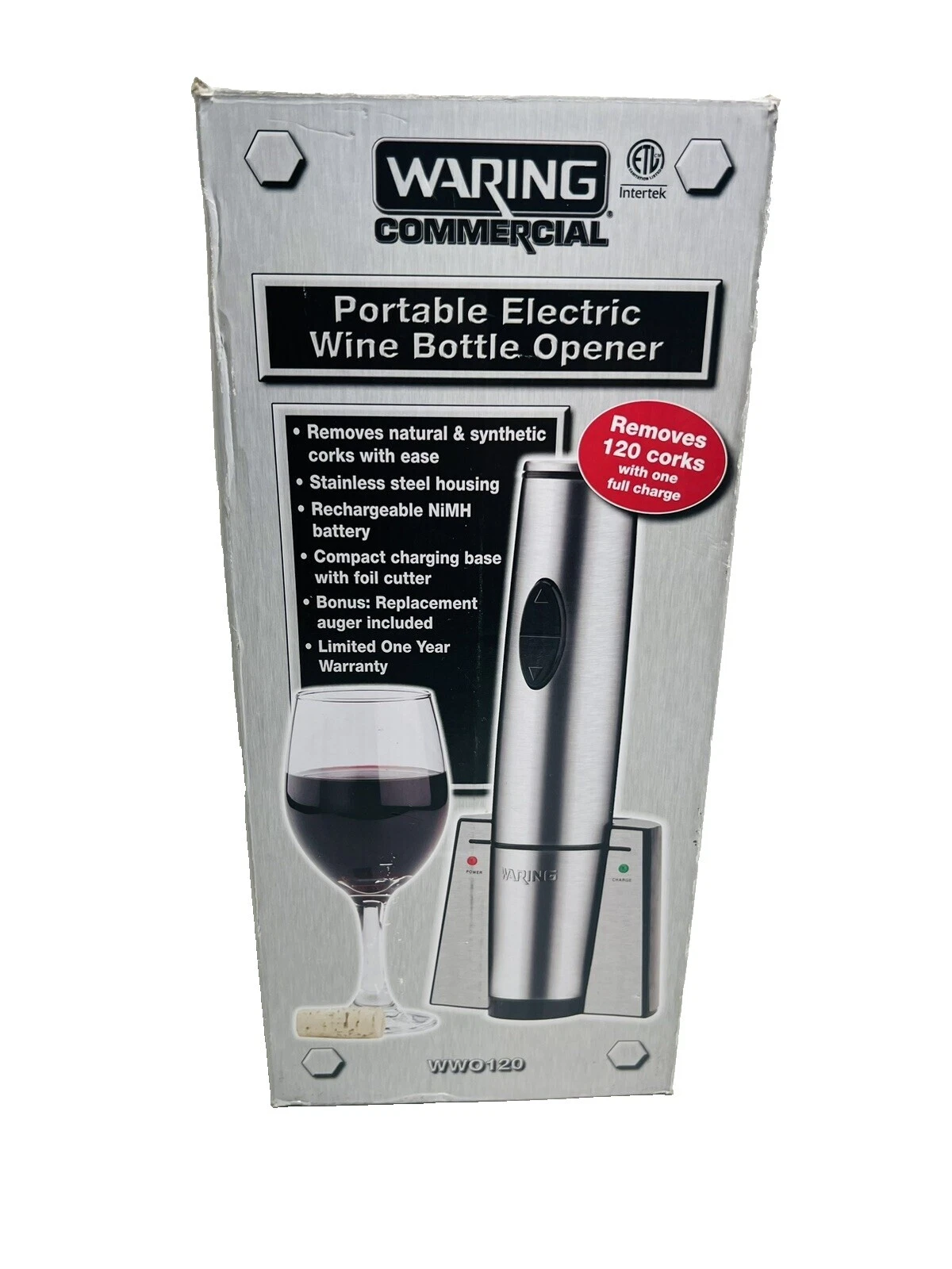 Sacacorchos eléctrico de acero inoxidable Waring