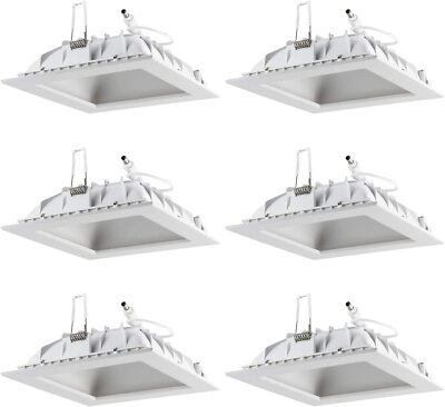 Sunlite -SU LED 6-Inch Square Indirect Slim Downlight 12 Watts Dimmable, 6-Pack