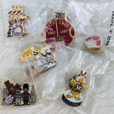 Vtg Santa Cruz Elks Lodge Rose Bowl Parade Float Member Pin Lot of 6
