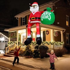 13 Ft Giant Sitting Black Santa LED Christmas Inflatable Outdoor Decorations