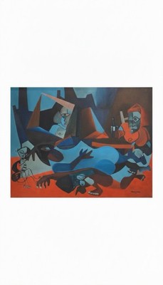 Lloyd McNeill Nightwatch 1961 Original Oil Painting Signed Exhibited 1962 