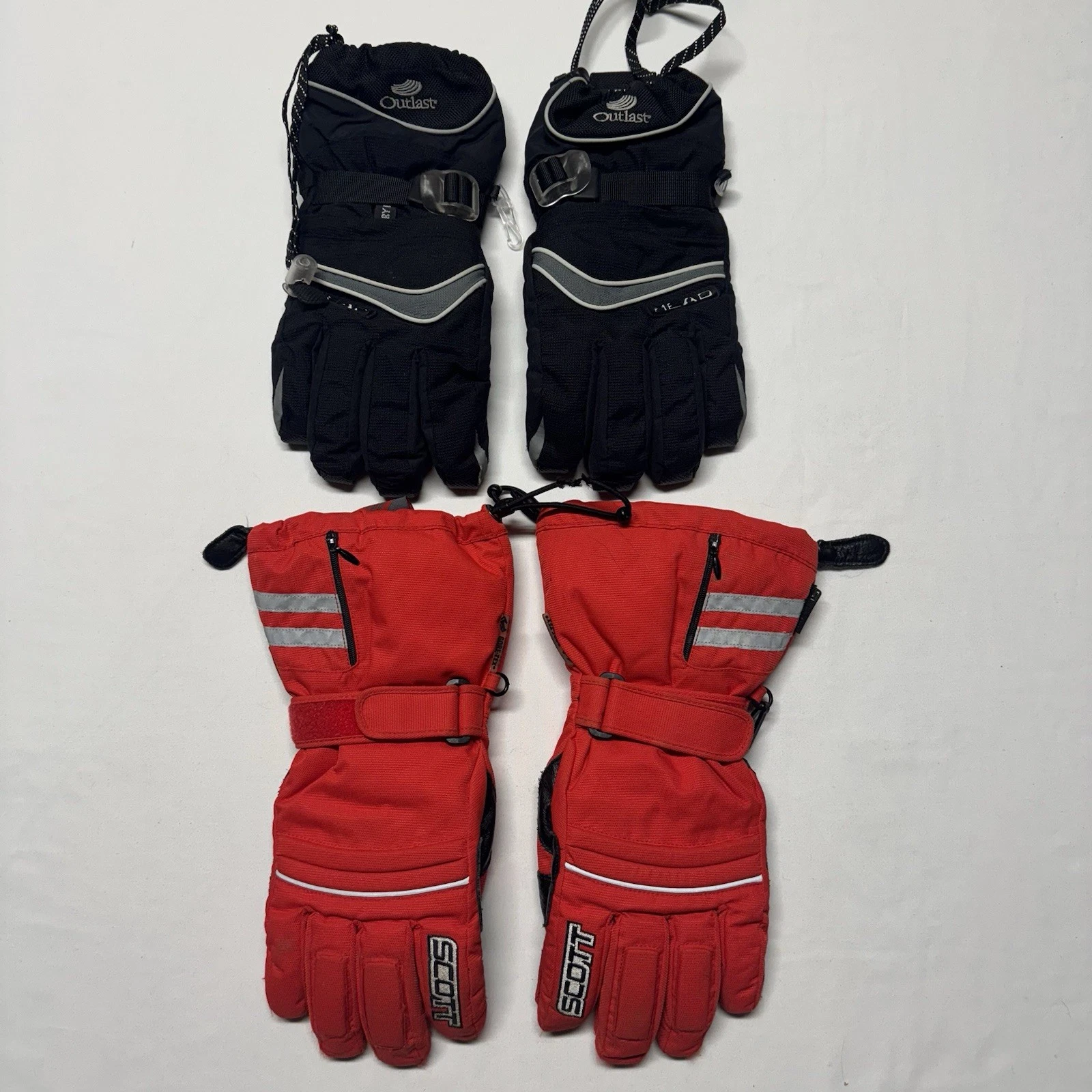 Lot x2 Pair Scott GORETEX & Head Outlast Ski Gloves Mens Sz S