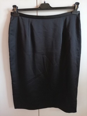Rock/Pencil Skirt Etuikleid Gr. 50 Satin/Satin Schlitz schwarz Bagatelle Futter