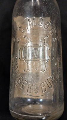 Antique C.C. Moore, Chambersburg, PA, Clear Glass Blob Top Bottle