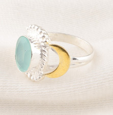 Aqua Chalcedony Gemstone Handmade 925 Sterling Silver Jewelry Ring Gift For Her