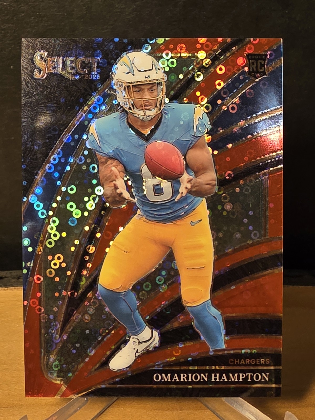 2025 Select Omarion Hampton Rookie Club Level Red Prizm /49 SP RC Chargers RB1