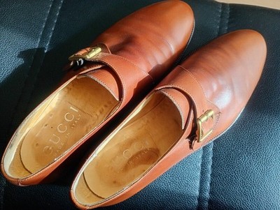 Mens GUCCI Used GUCCI Leather Shoes EU41.5 26.5cm Men s Monk Strap Brown