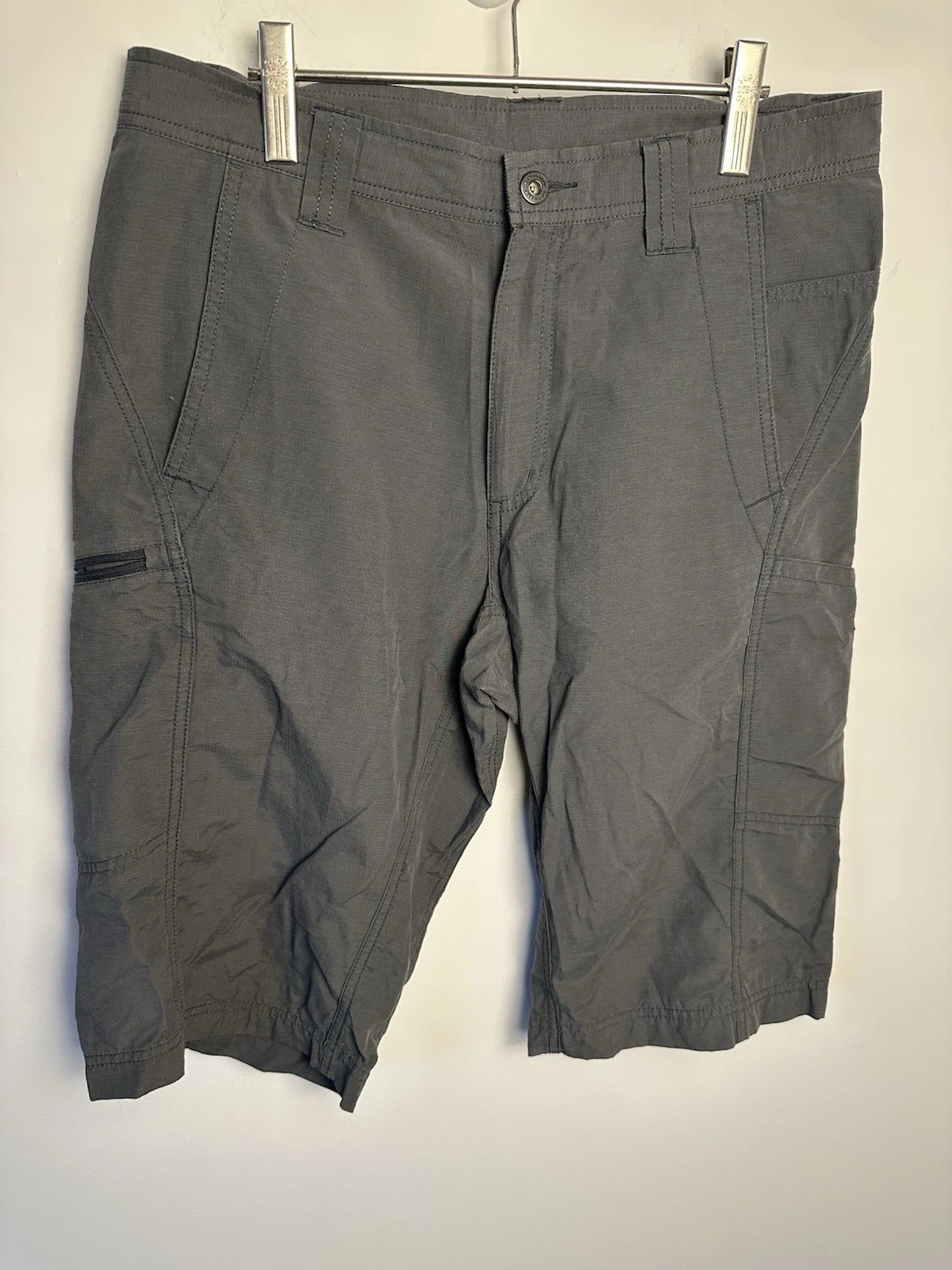 Kathmandu Mens Hiking Shorts Size S Grey Lightweight Zip Pocket