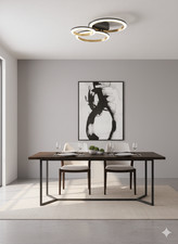 Image of Eglo Black Calliera Steel LED Circle Modern Ceiling Light