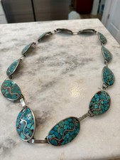 Blue Mohave Inlay Turquoise Navajo Concho Belt 35 Inches 231 Grams Signed SS