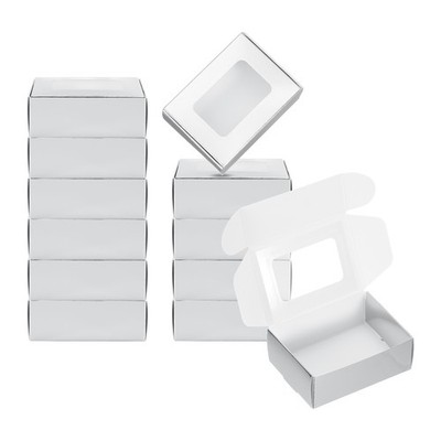 3.5''x2.5''x1.3'' Paper Soap Box with Window, 30 Pack Rectangle Boxes, Silver