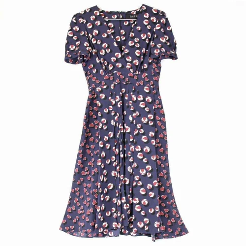 Abito Gucci Beach Ball stampa cuore blu navy usato buonezioni