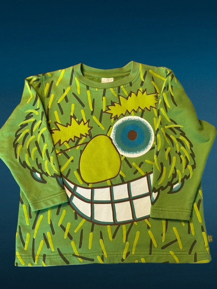 Oilily Boys Size 104/ 4-5y  ~Green Monster Face~ Pullover / Jumper Sweatshirt - Image 3 of 4