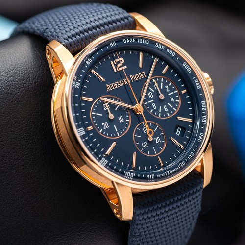 Audemars Piguet Code 11.59 Chronograph Rose Gold Blue Men's Watch - 26393OR