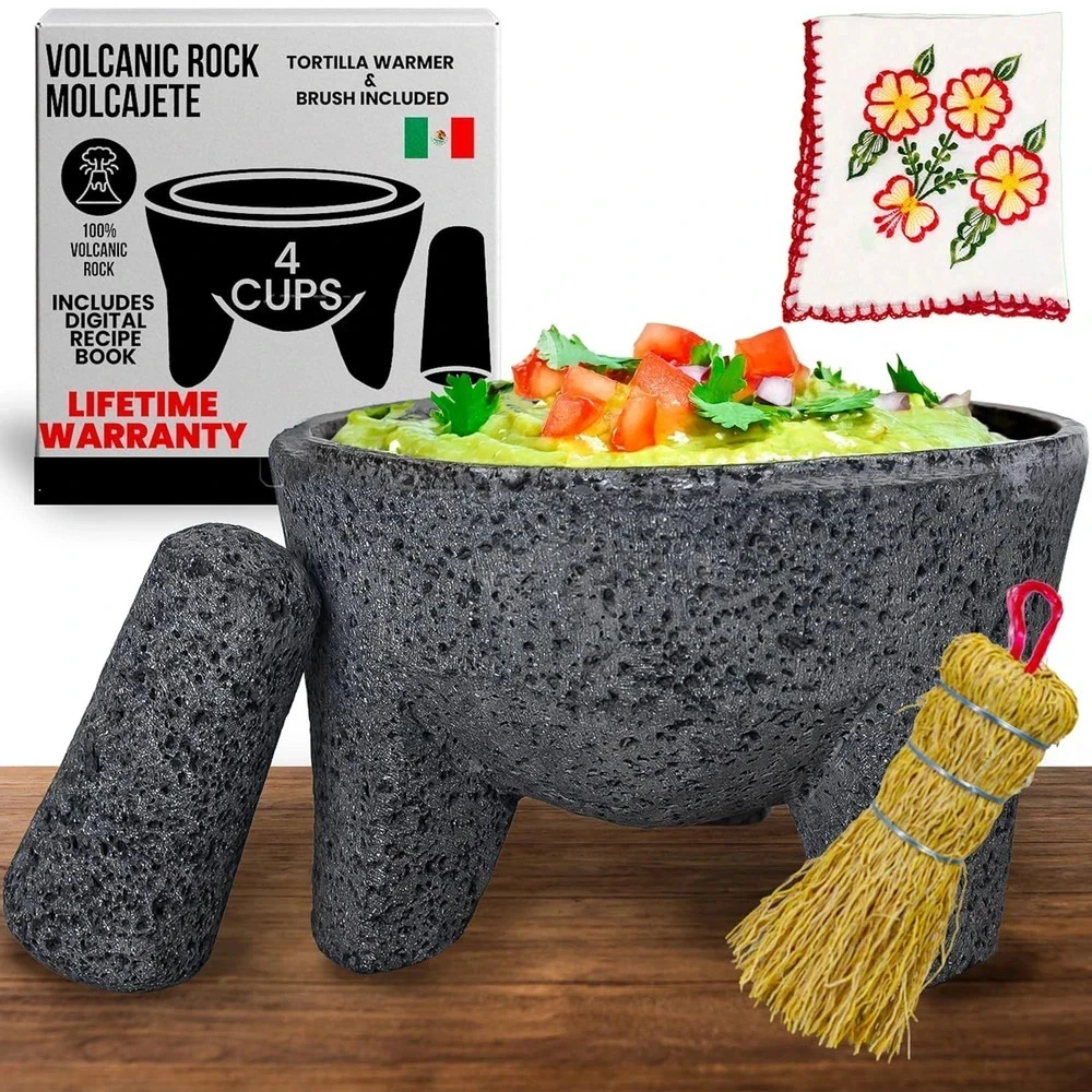 Authentic Mexican Lava Rock Molcajete Set