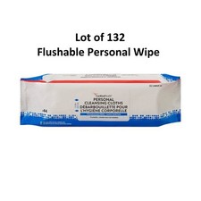 Flushable Personal Cleansing Wipe Unscented Adult Cleansing Cloths, 132 Wipes