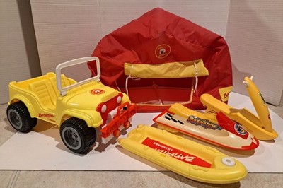 Vintage 1994 Barbie Baywatch Rescue Station-Waverunner-Raft-Jeep-Jet Ski-Tent