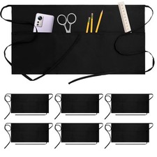 6 Pack Server Apron with 3 Pockets - Waist Aprons Waterproof Short Waitress A...