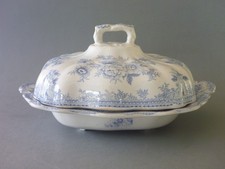 Antique Asiatic Pheasants Vegetable Tureen & Lid - B&K Ltd Rectangle Blue White