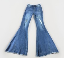 YMI Gigi Fit Flared Leg Jeans Women's 5/27 Dark Blue Stretch Denim Distressed